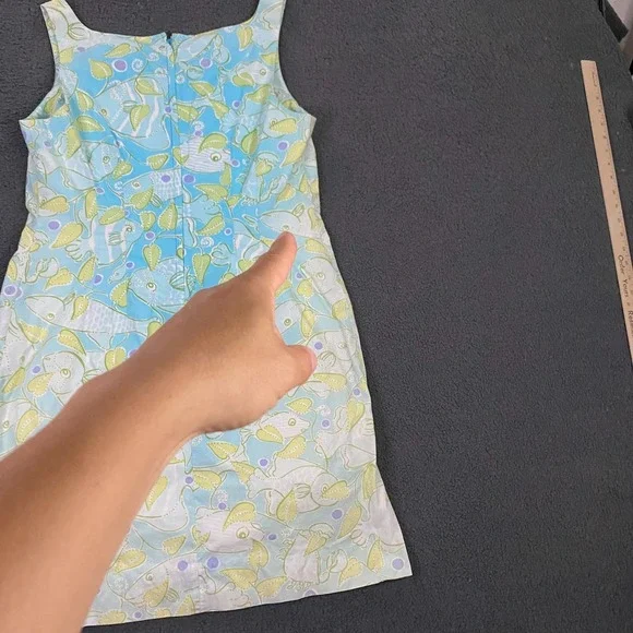 Vintage Lilly Pulitzer Dress size 14 Fish Print Tropical Summer Sleeveless Blue - Picture 10 of 15